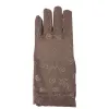 Brown floral pattern women's warm gloves, anti-slip and breathable, all-season gloves Item Picture